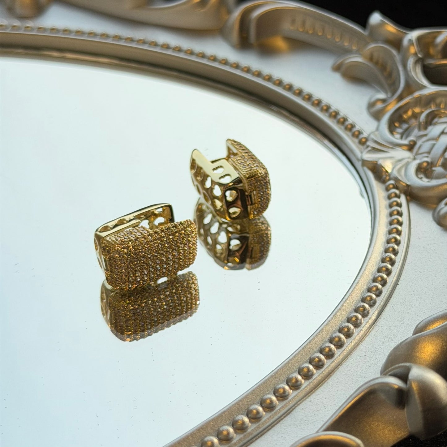 The "Golden Hour" Pavé Huggies