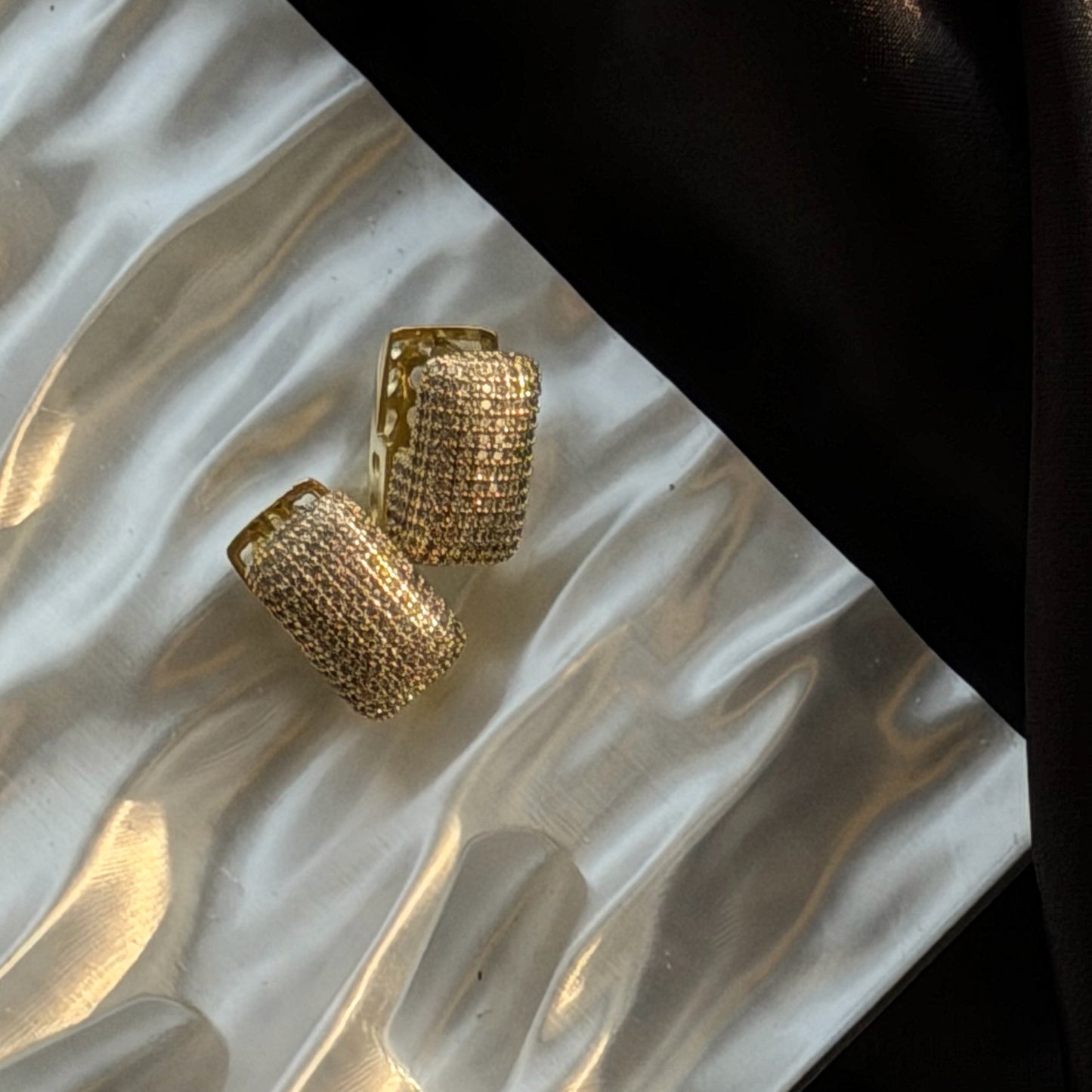 The "Golden Hour" Pavé Huggies