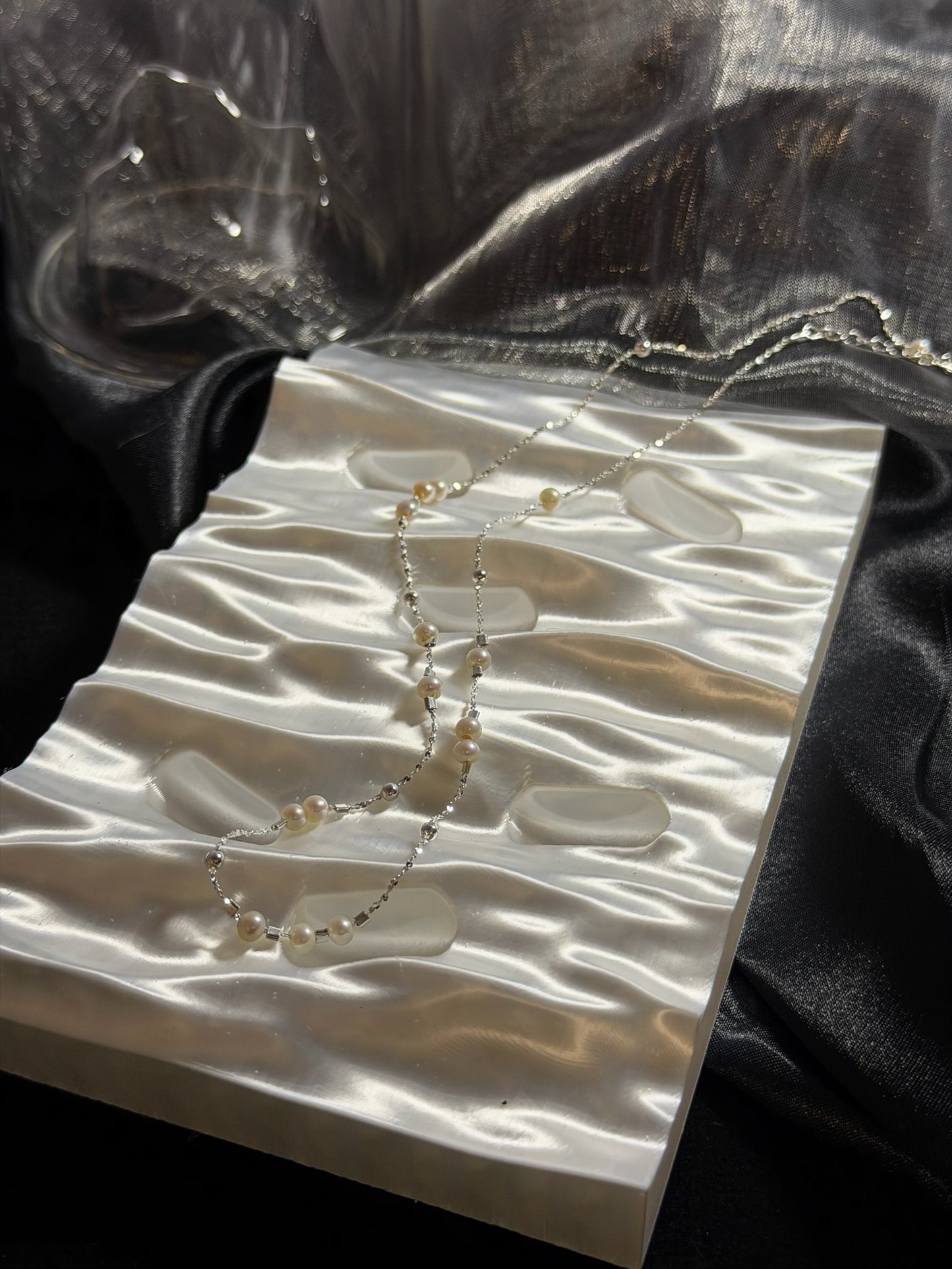 The "Moonlit Harbour" Pearl Station Necklace