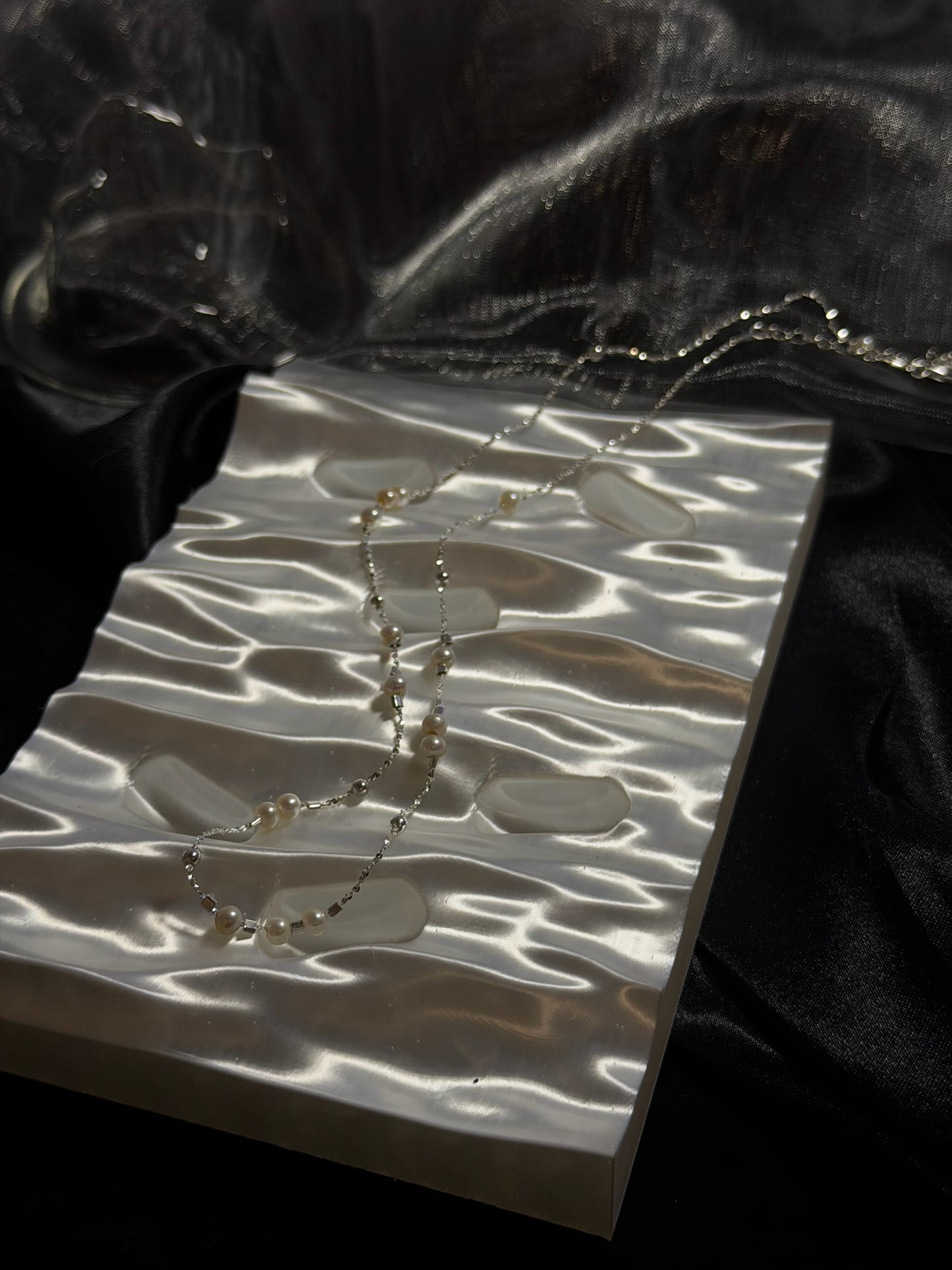 The "Moonlit Harbour" Pearl Station Necklace
