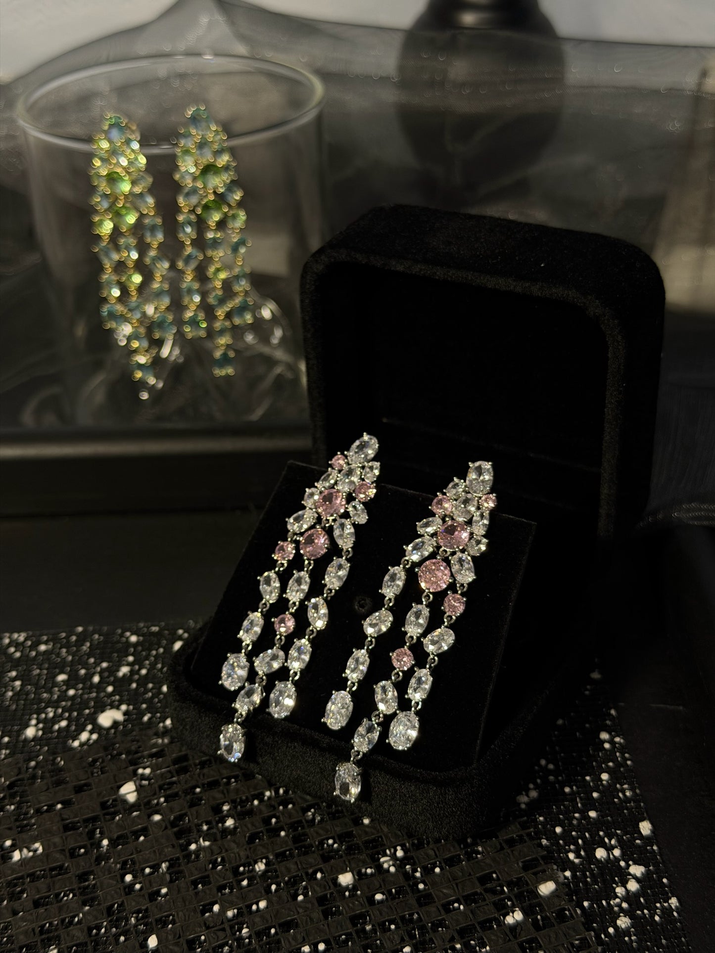 The "Twilight Cascade" Zirconia Statement Earrings
