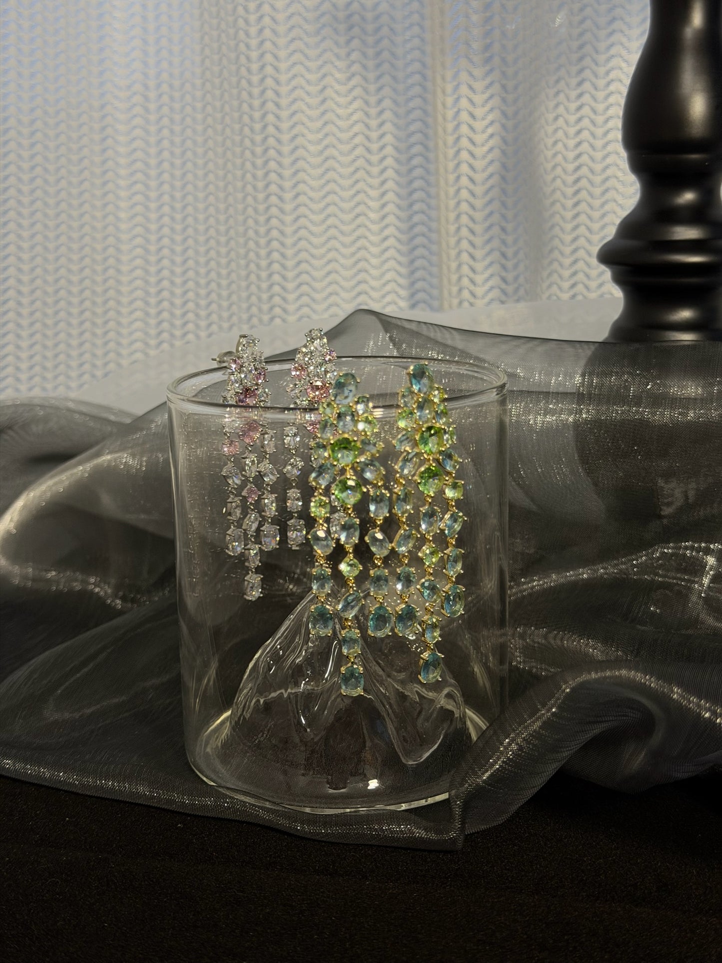 The "Twilight Cascade" Zirconia Statement Earrings