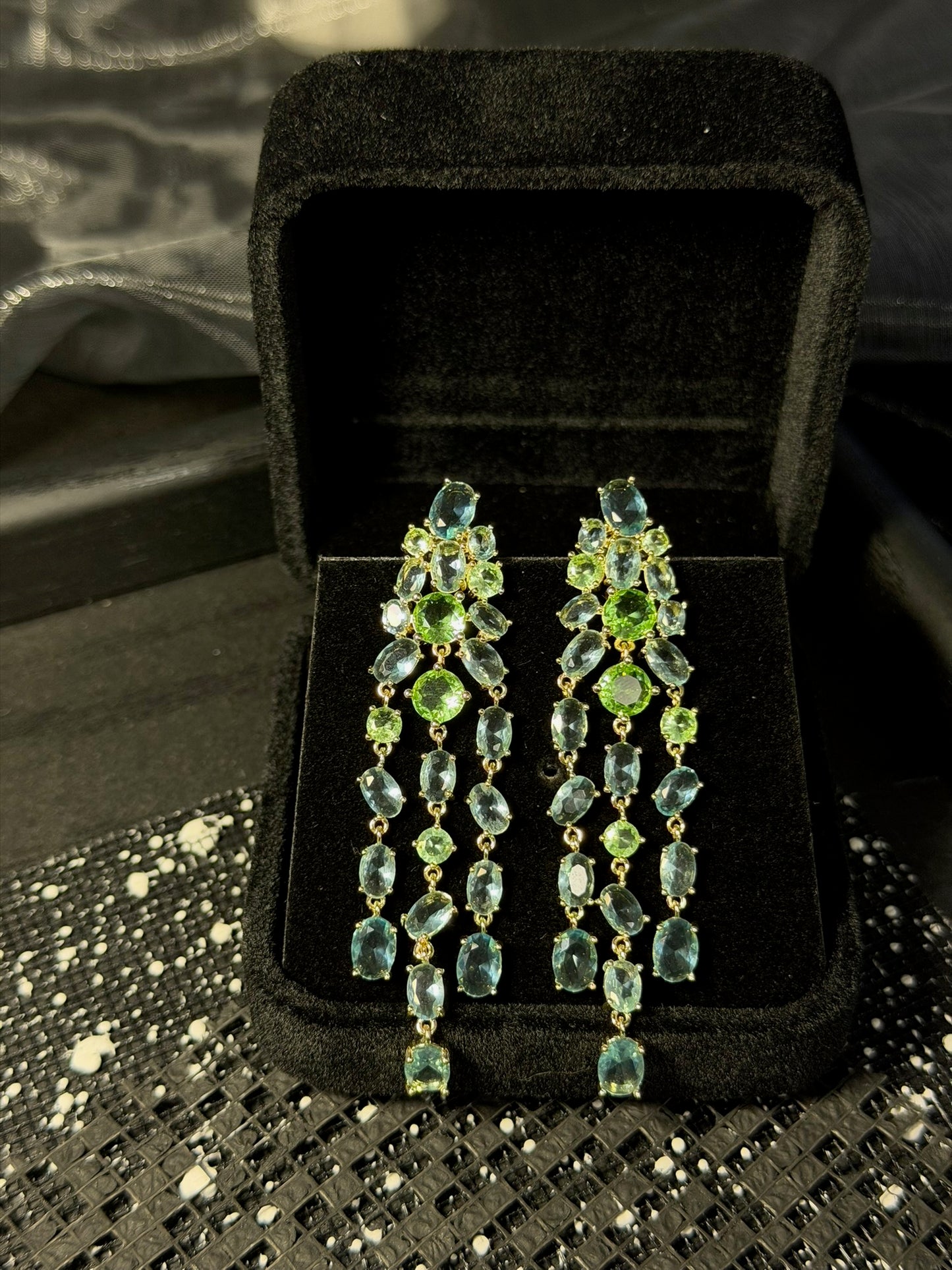 The "Twilight Cascade" Zirconia Statement Earrings