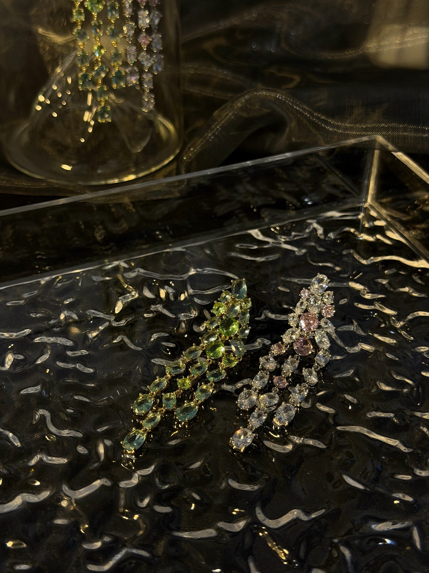 The "Twilight Cascade" Zirconia Statement Earrings