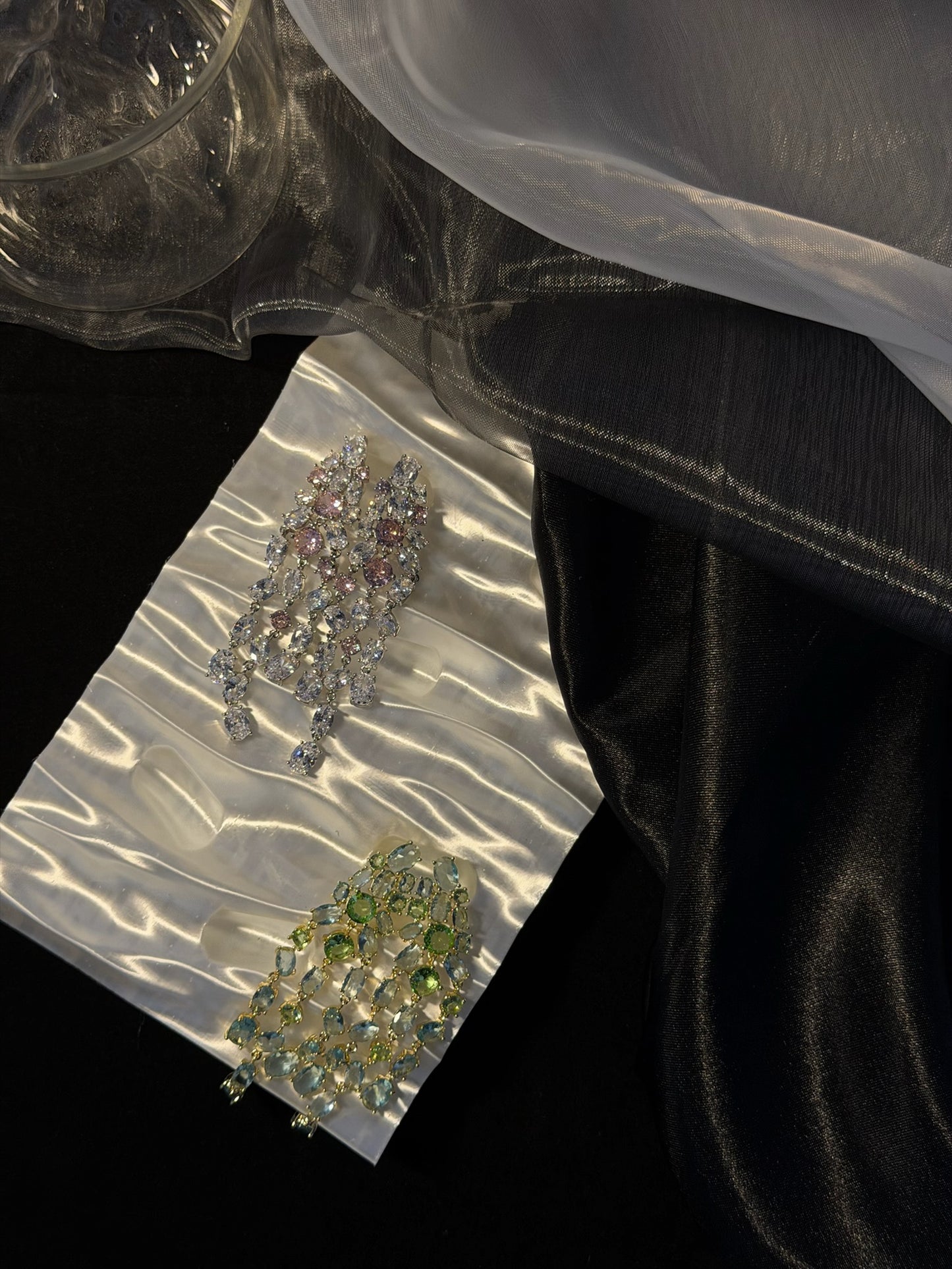 The "Twilight Cascade" Zirconia Statement Earrings