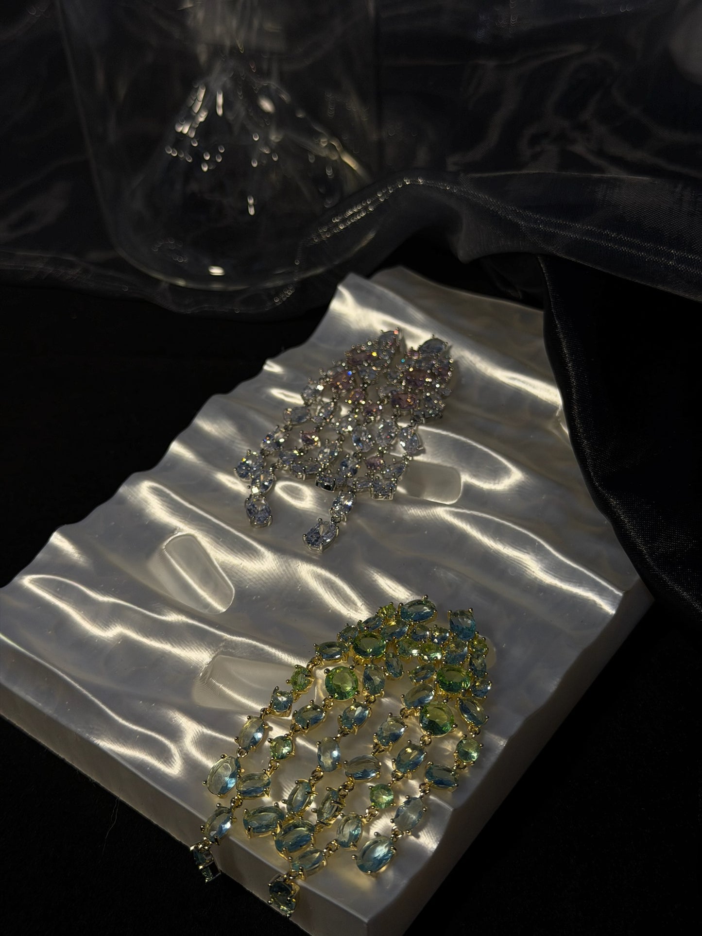 The "Twilight Cascade" Zirconia Statement Earrings