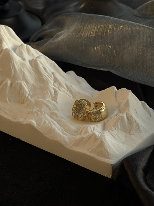 The "Alpine" Sculptural Pavé Huggies