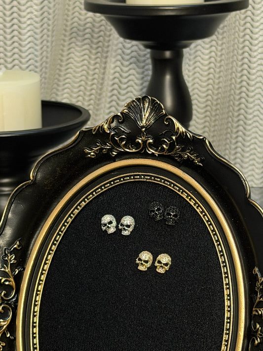 The "Newtown" Pavé Skull Stud Earrings