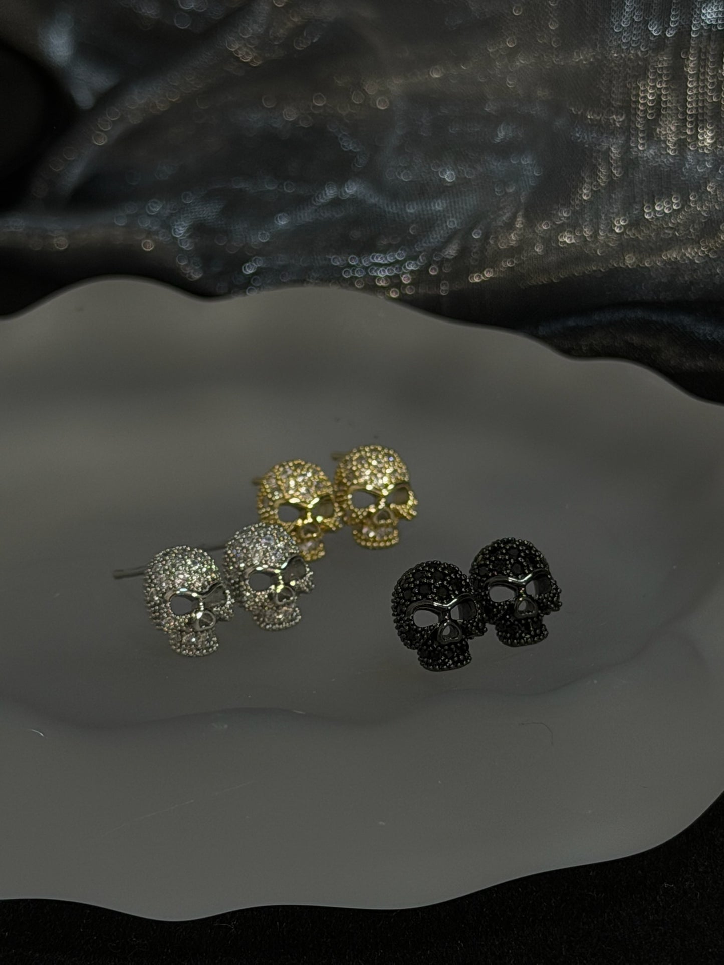The "Newtown" Pavé Skull Stud Earrings