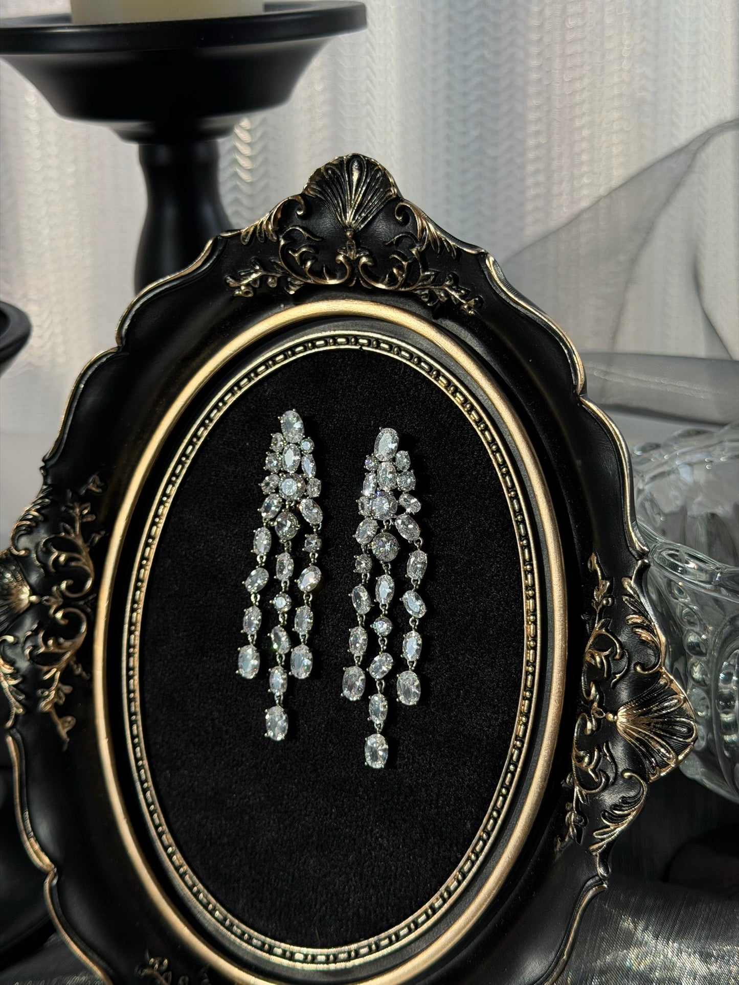 The "Twilight Cascade" Zirconia Statement Earrings