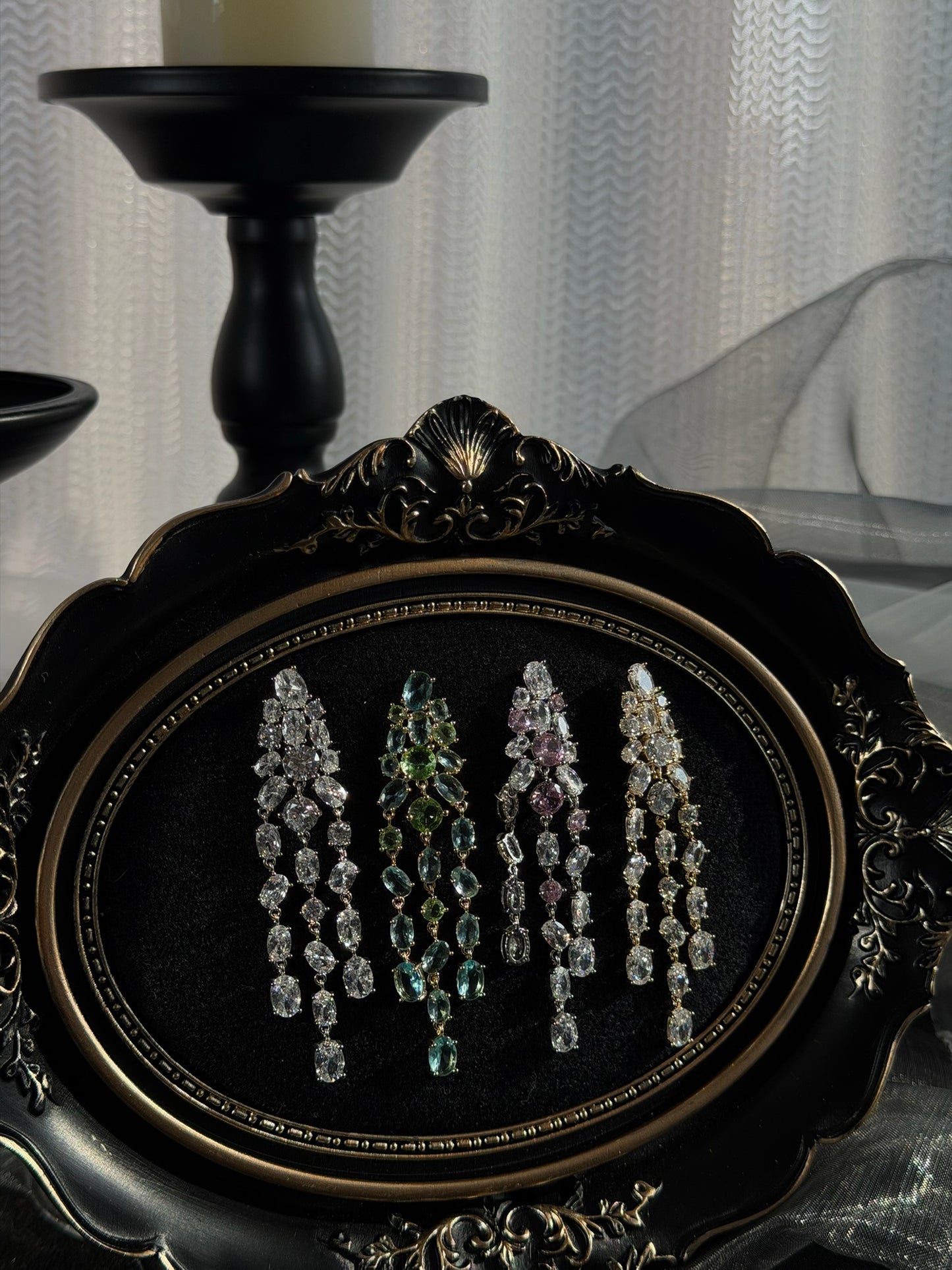 The "Twilight Cascade" Zirconia Statement Earrings